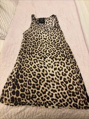 Zara Leopard Print Sleeveless Dress - Beige & Black